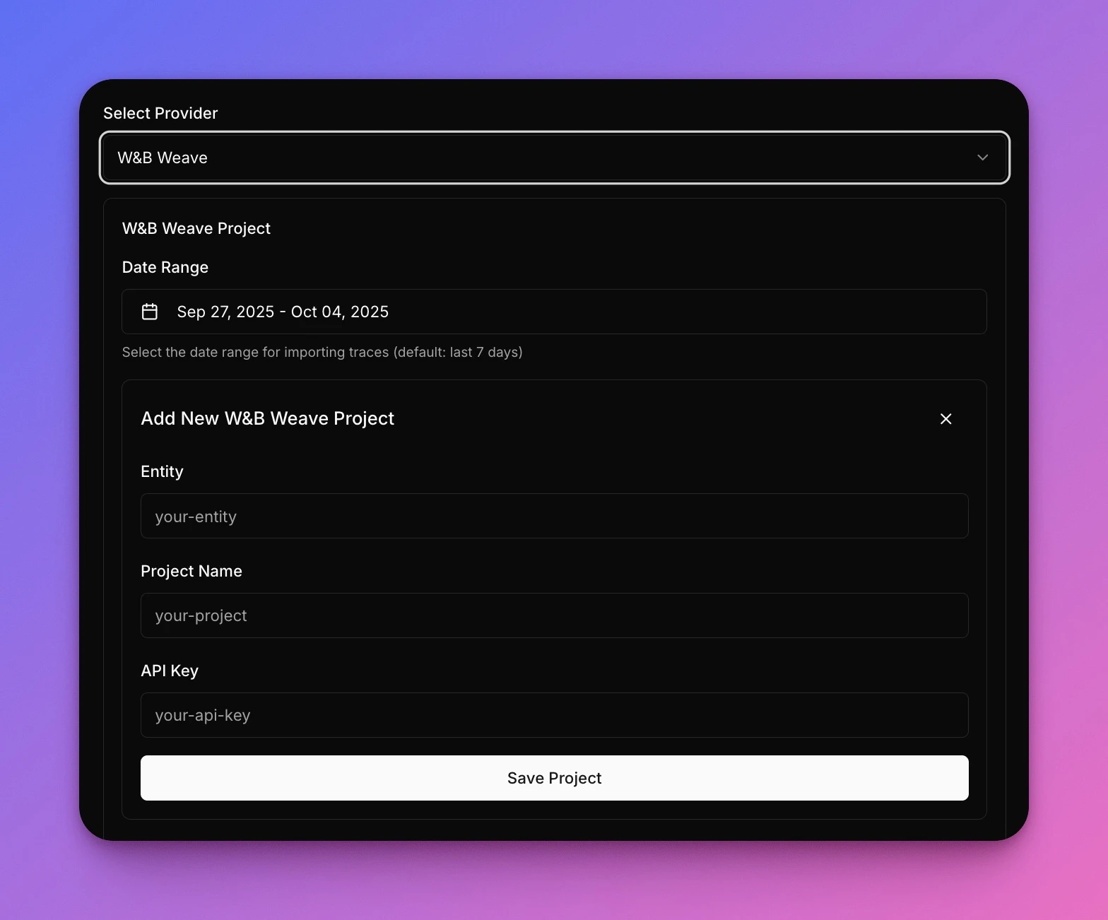 Import traces from W&B Weave interface