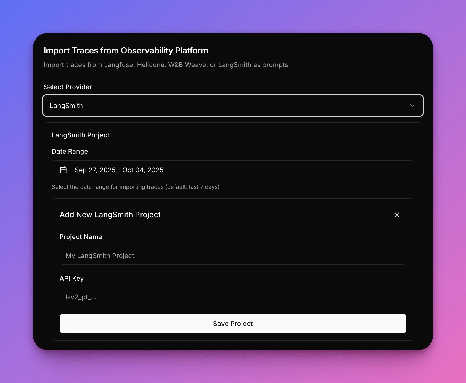 Import traces from LangSmith interface